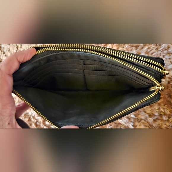 F87934 Coach Double Zip Wallet In Signature Black Leather - Picture 9 of 14